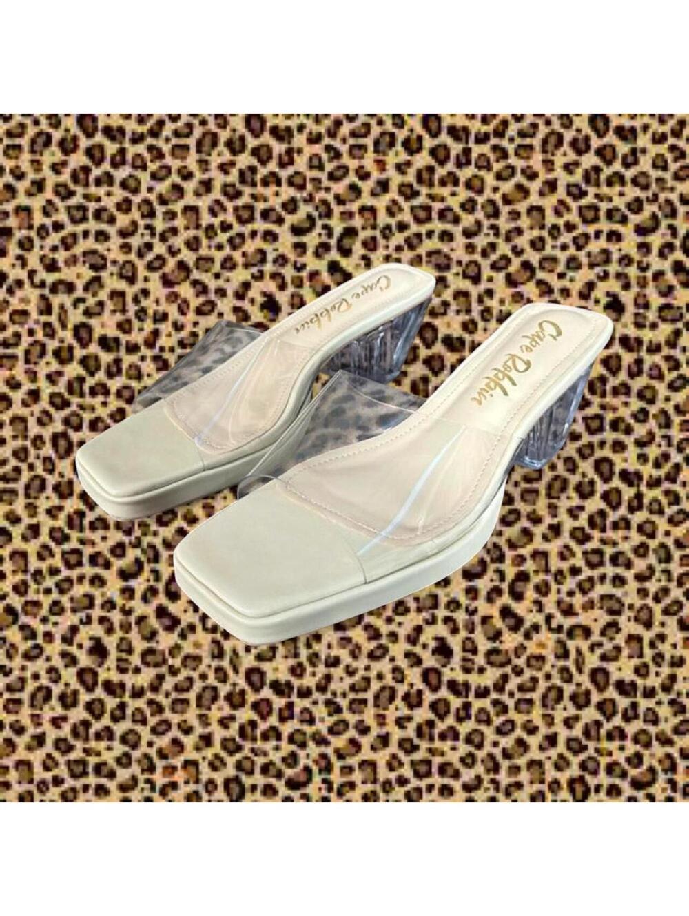 Cape Robbin Dionne Clear Platform Heels Nude Beige 8.5